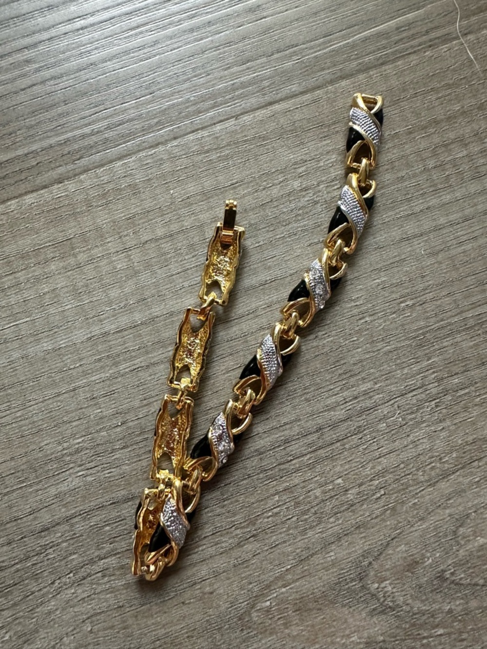 Gold, Silver & Black Bracelet